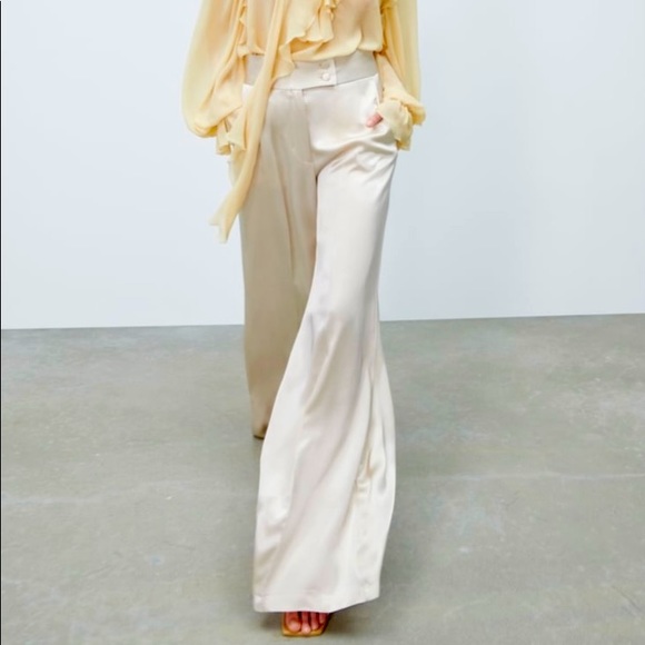 Zara Wide-leg High waisted Satin pants - Picture 1 of 6